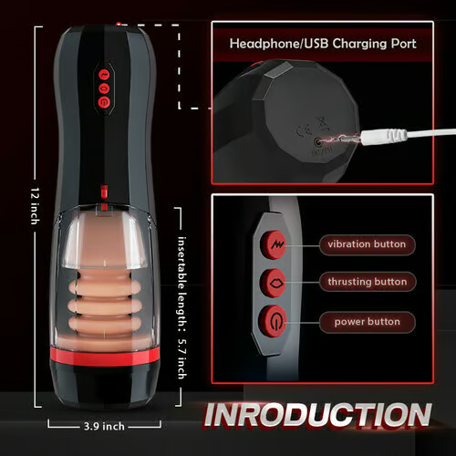 CLIMBER - Lifelike Automatic 5 Thrusting 10 Vibrating Vocable Masturbation Cup