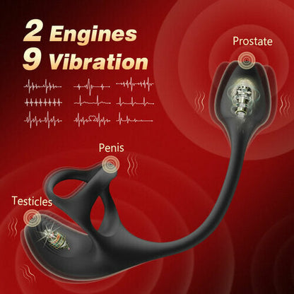Buyging™ Spherical Vibrating Anal Plug with Penis Rings