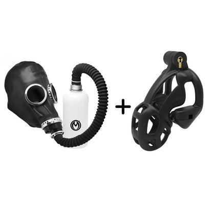Dark Inhaler Gas Mask with Bottle Bondage Gear Fetish Restraint Sex Toy