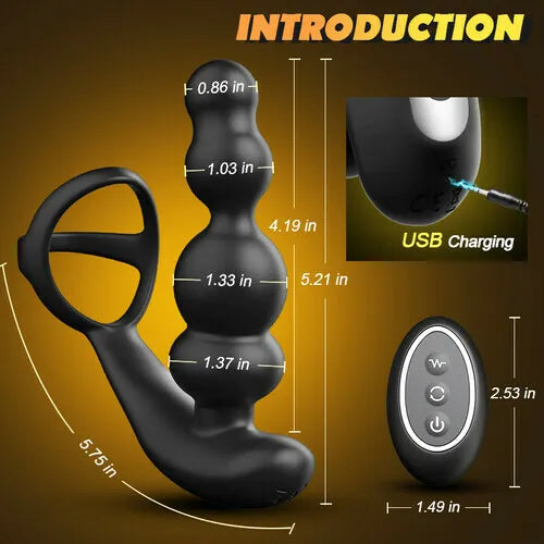360° Rotating 10 Vibration Patterns Prostate Massager with Cock Ring