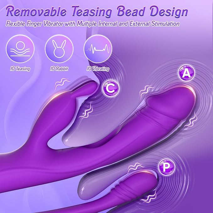 Newest 3-in-1 Rabbit G-spot Vibrator with 10 Flapping Vibrating & 7 Licking Sucking Modes