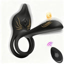 Vibrating Cock Ring Couples Sex Toys - MOOLIGIRL Dual Penis Ring Vibrator with Fox-Shaped Clitoral Stimulator & 4.6in G Spot Vibrator, 10 Vibration Adult Toys for Men Women, Female Sex S&M Floggers