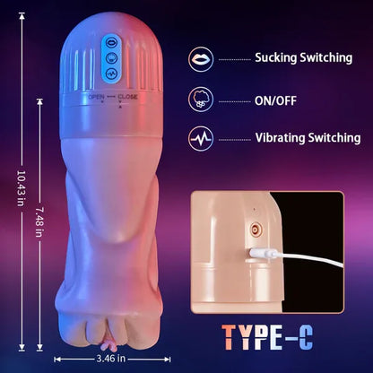 Beate - 5 Sucking & 10 Vibrating Vagina Masturbation Cup