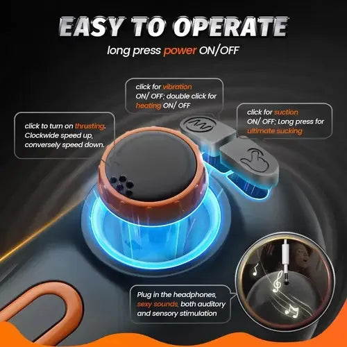 10 Thrusting 10 Vibrating 3 Sucking Heating Male Masturbator