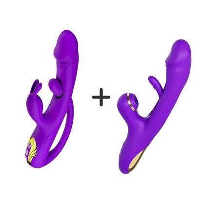 Newest 3-in-1 Rabbit G-spot Vibrator with 10 Flapping Vibrating & 7 Licking Sucking Modes