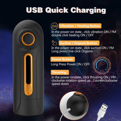 10 Thrusting 10 Vibrating 3 Sucking Heating Male Masturbator