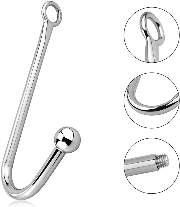Sexoralab Stainless Steel Anal Hook With 3 Interchangeable Balls
