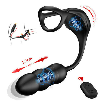 Buyging™ Wearable 9 Thrusting 9 Vibrating Prostate Massager with Dual Cock Rings