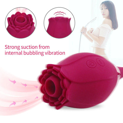 Rose Sex Toy Vibrating Massager Vibrator Woman Clitoris Penis Sleeve Clitoris Sucker Powerful Vibrator Clitoris