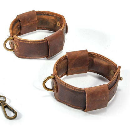 Brown Leather Adjustable Ankle Cuffs SM Toy
